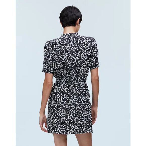 Madewell Floral Crepe Button Front Blouson Mini Shirtdress NWT Size 6 - Picture 9 of 9